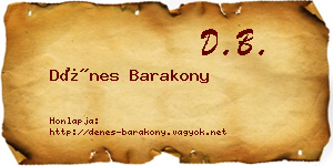 Dénes Barakony névjegykártya